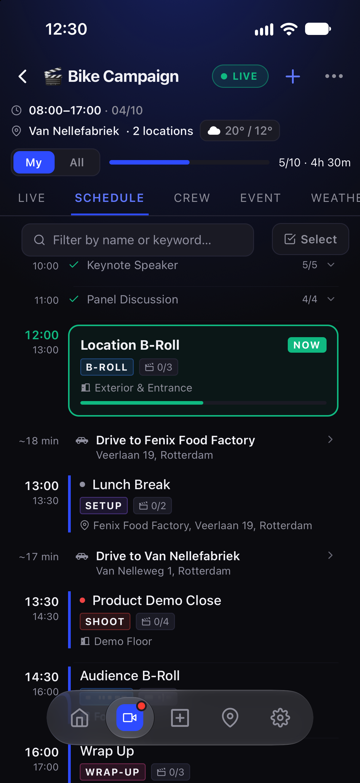 The Schedule tab